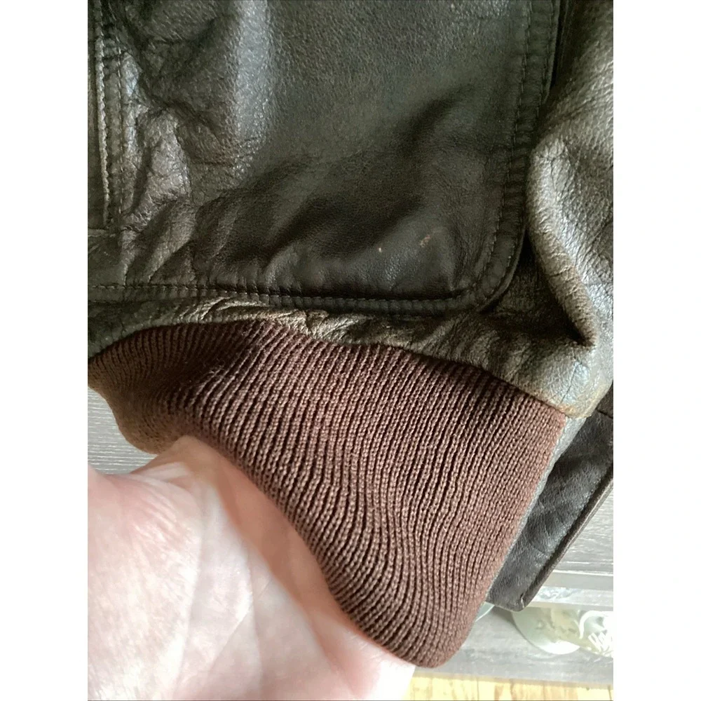 LL‎ Bean Vintage Leather Flight Jacket Brown A-2 Bomber Made in USA Size 42